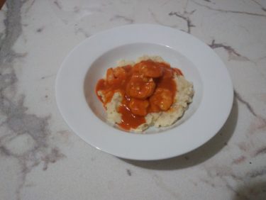 Buffalo Shrimp and Blue Cheese Grits