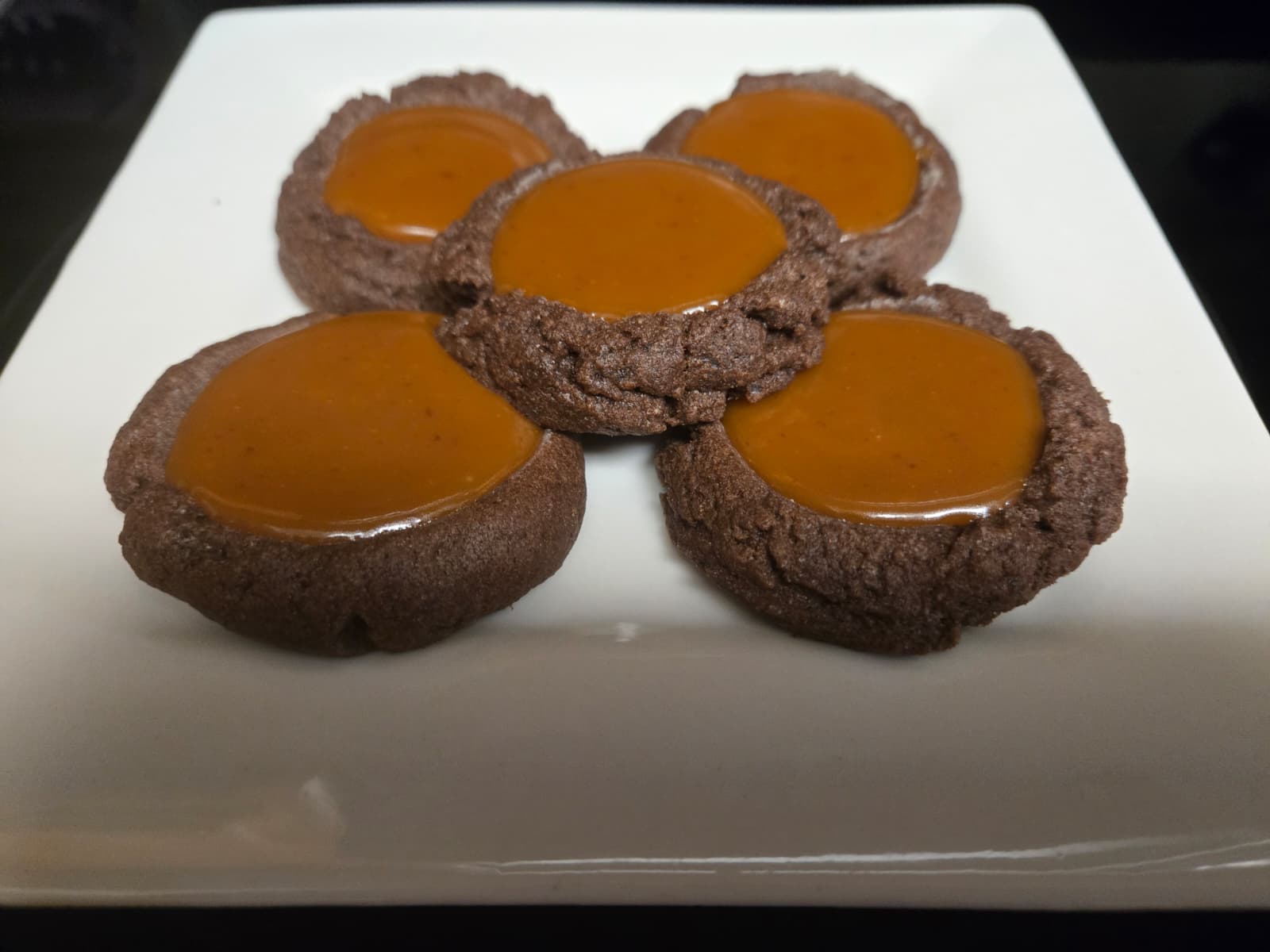 Chocolate Caramel Thumbprint Cookies